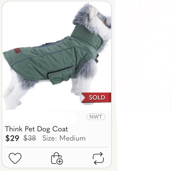 THINK! Reversible Dog Pet Coat Quilted Hook & Loop closure Green Tan NWOT - Picture 15 of 15